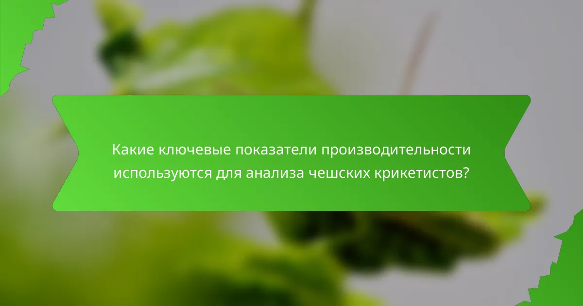Какие ключевые показатели производительности используются для анализа чешских крикетистов?