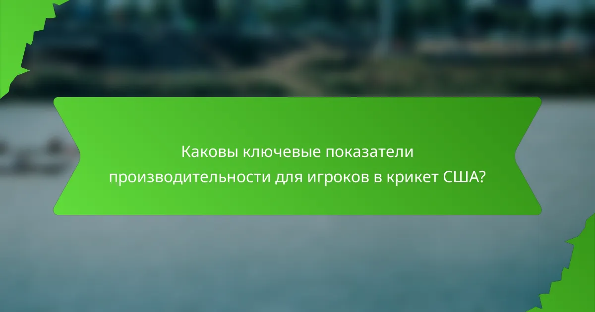 Каковы ключевые показатели производительности для игроков в крикет США?