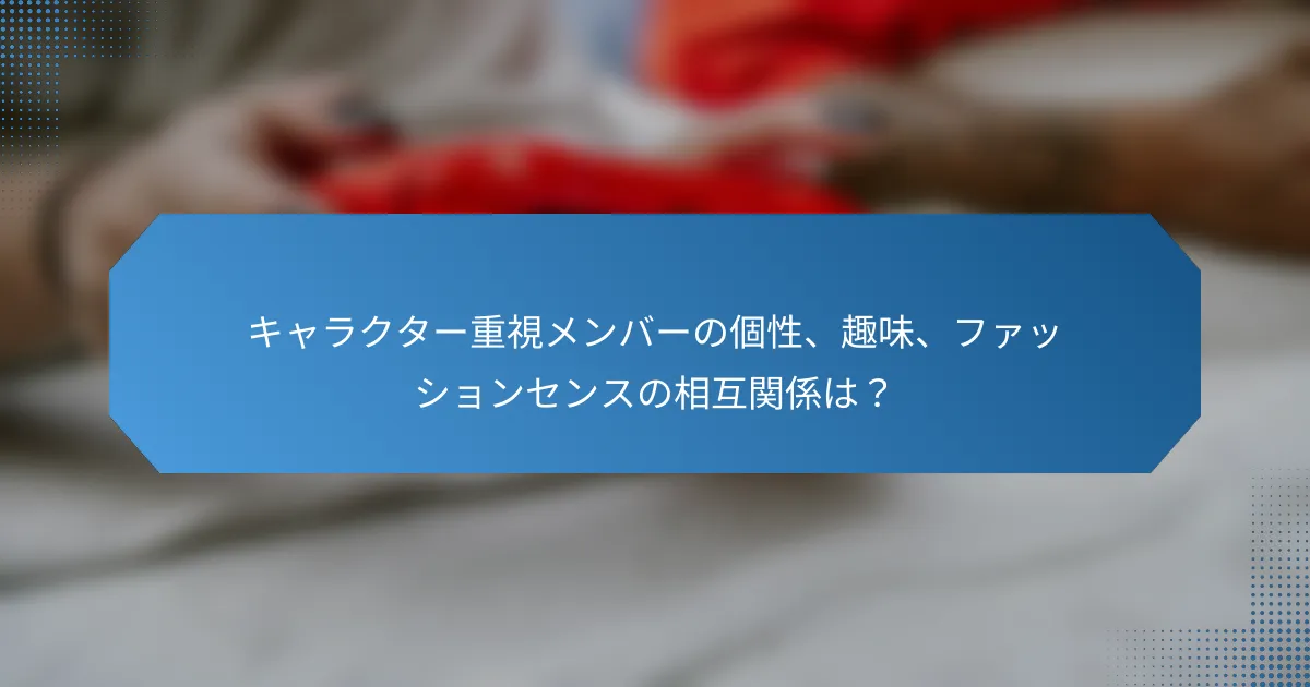 キャラクター重視メンバーの個性、趣味、ファッションセンスの相互関係は?