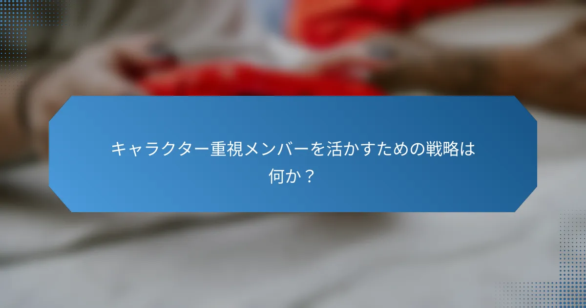 キャラクター重視メンバーを活かすための戦略は何か?